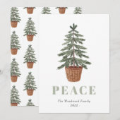 Vredige Eenvoudige Kerst Evergreen Boom Feestdagenkaart (Voorkant / Achterkant)