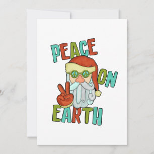 Vredige hippie kerstman feestdagenkaart