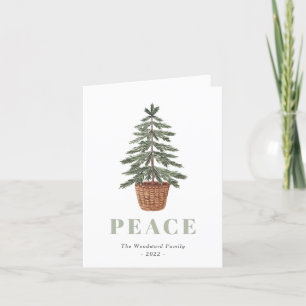 Vredige Simpele Kerst Groenblijvende Boom Feestdagen Kaart