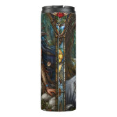 Vredige sluimer, Wolf Guardian, Forest Nook. Thermosbeker (Achterkant)