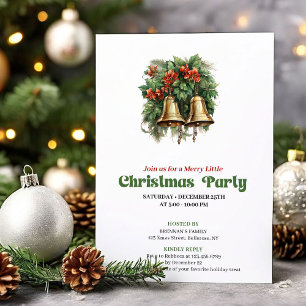Vredige vintage kerstbel feestelijke uitnodiging