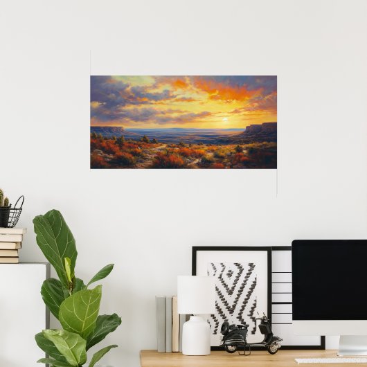 Vredige zonsondergang in de herfst Plateau Fine Ar Poster (Thuiskantoor)
