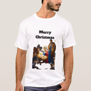 Vreedige Heilige Nacht De Geboorte Gloed Stille Na T-shirt