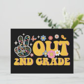 Vreedzaam 2e klas groovy laatste schooldag kaart (Staand voorkant)