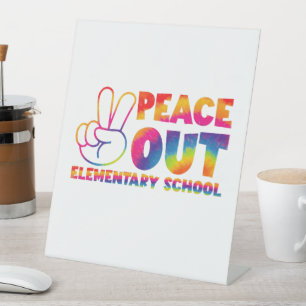Vreedzaam basisschool Tie Dye laatste dag Reclamebord Met Voetstuk