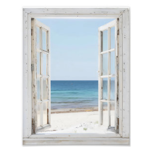 Vreedzaam Beach Window Uitzicht Foto Afdruk