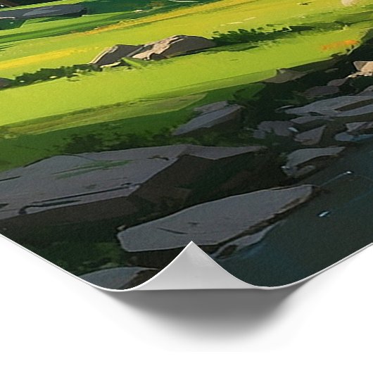 Vreedzaam Berglandschap Natuur Schilderij Poster (Hoek)