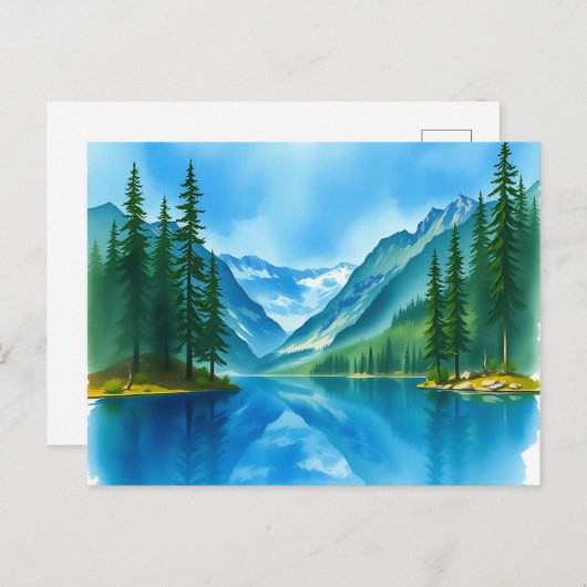 Vreedzaam bergmeer met hoge bomen briefkaart (Voorkant / Achterkant)