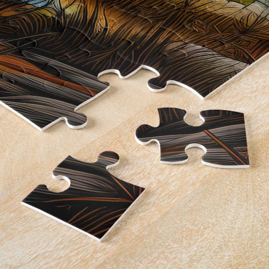 Vreedzaam bos rivierlandschap legpuzzel (Zijkant)