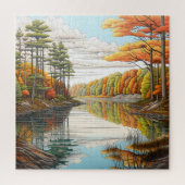 Vreedzaam bos rivierlandschap legpuzzel (Verticaal)