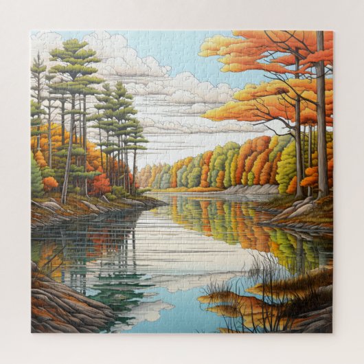 Vreedzaam bos rivierlandschap legpuzzel (Verticaal)