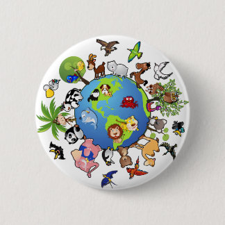Vreedzaam dierKoninkrijk - Dieren over de hele wer Ronde Button 5,7 Cm