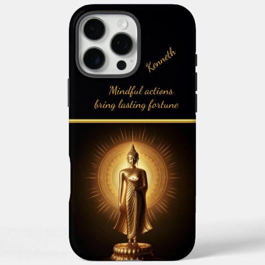 Vreedzaam gouden Boeddhabeeld, AI-kunst Case-Mate iPhone Case (Achterkant)
