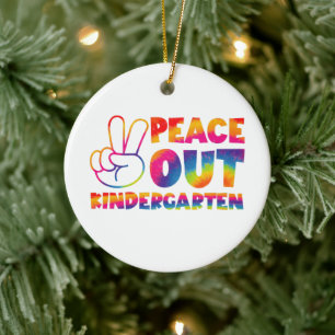 Vreedzaam Kleuterschool Tie Dye Laatste Schooldag Keramisch Ornament