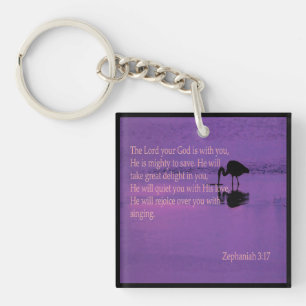vreedzaam kruon met de sleutelfob Zephaniah 3:17 Sleutelhanger