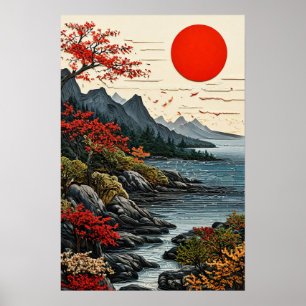 Vreedzaam Landschap Decor Bergen en bos Poster