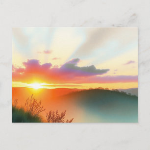 Vreedzaam natuur zonsondergang landschap ansichtka briefkaart