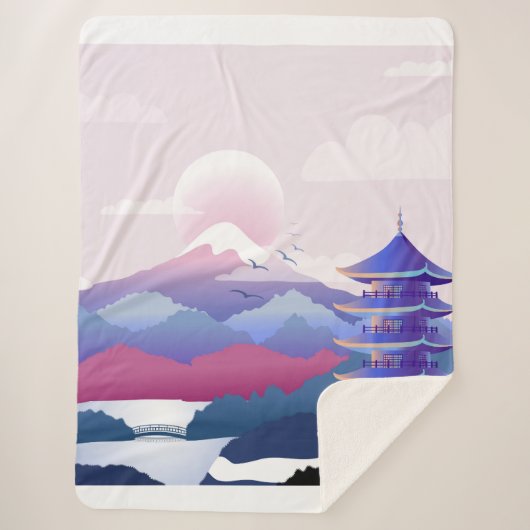 Vreedzaam tempellandschap bij zonsopgang sherpa deken (Voorkant)