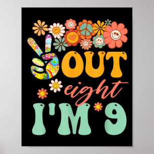 Vreedzaam uit acht 9 groovy 9e verjaardag jongen poster