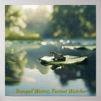 Vreedzaam vijverleven: kikker op Lily Pad Poster