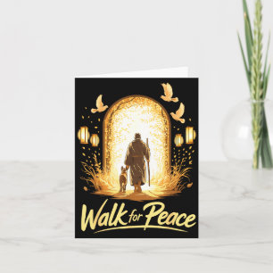 Vreedzaam wandelen spirituele monnik met hond en d kaart