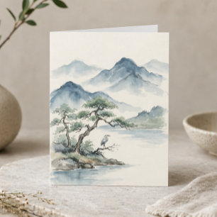 Vreedzaam Waterverf Landschap Minimalistische Natu Kaart
