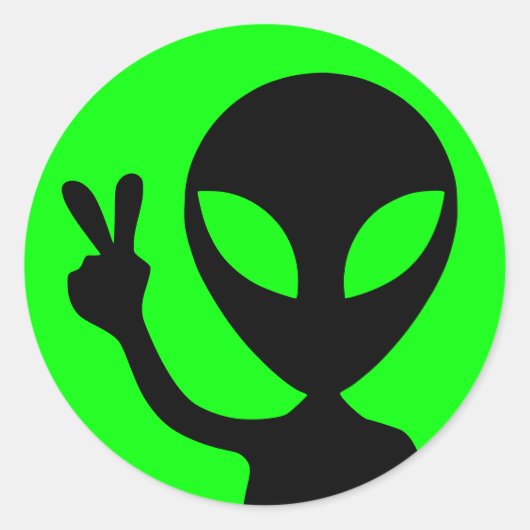 Vreedzame Alien Ronde Sticker (Voorkant)