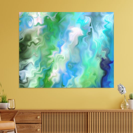 Vreedzame Aquamarijn Abstract 1.7 Canvas Afdruk (Insitu (Woonkamer))