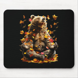 Vreedzame Beer Herfstbladeren Mediteren Zen Dier A Muismat