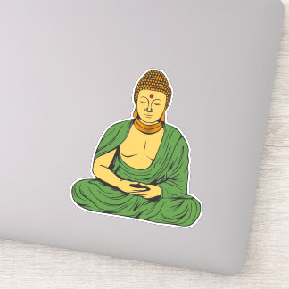 Vreedzame Boeddha Boeddhistische monnik in groene Sticker