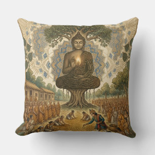 Vreedzame Boeddha-meditatiekunst Worp Kussen - Spi