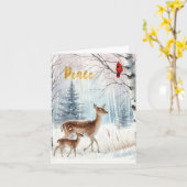 Vreedzame Doe en Fawn Christmas Kaart (Gele Bloem)