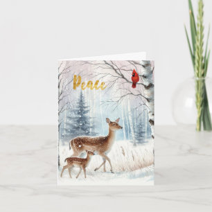 Vreedzame Doe en Fawn Christmas Kaart