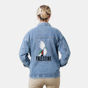 Vreedzame Duif met Vrije Palestijnse Vlag Kunst Denim Jacket