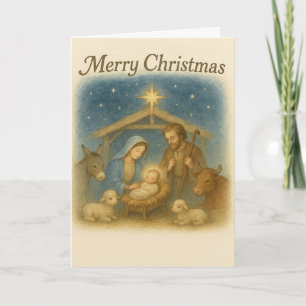 Vreedzame Geboortescène Kerst Heilige Familie Feestdagen Kaart