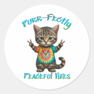 Vreedzame Hippie Boho Kitten Vibes Ronde Sticker
