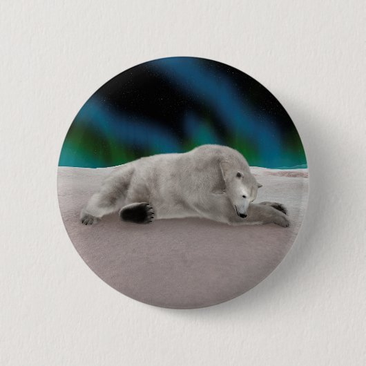 Vreedzame IJsbeer Arctische Natuur Illustratie Ronde Button 5,7 Cm (Voorkant)