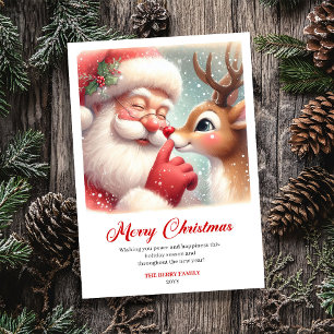 Vreedzame Kerstman en Rendier Rudolph Winter Glow  Feestdagenkaart