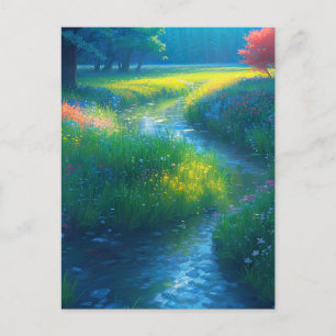 Vreedzame Melodie van een Stroom Feestdagenkaart