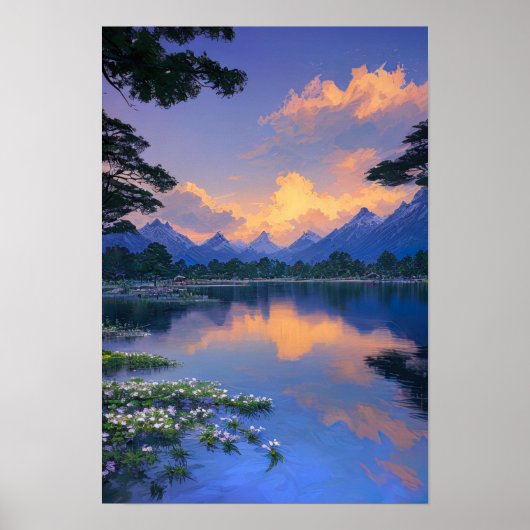 Vreedzame middag bij het meer poster (Voorkant)