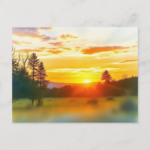 Vreedzame natuur zonsondergang landschap ansichtka briefkaart