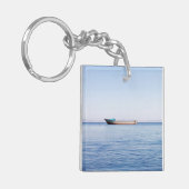 Vreedzame Oceaan & Eenzame Boot Fijne Kunst Foto Sleutelhanger (Voorkant Links)