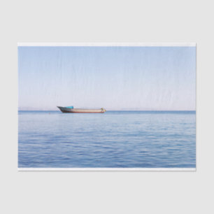 Vreedzame Oceaan & Eenzame Boot Fijne Kunst Foto Tissuepapier