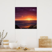 Vreedzame Ocean Sunset in het district Faro, Portu Poster (Keuken)