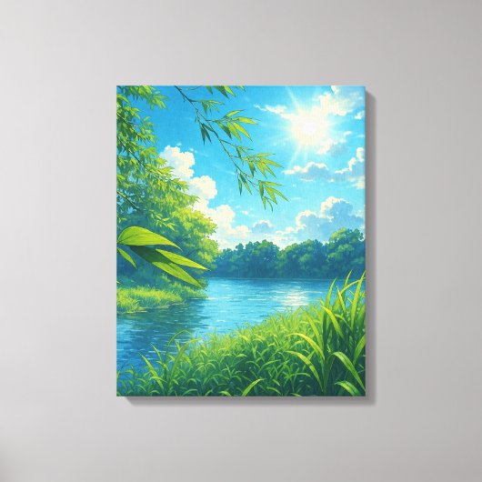 Vreedzame River Landschap Wall Art Canvas Afdruk (Voorkant)