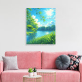Vreedzame River Landschap Wall Art Canvas Afdruk (Insitu (Woonkamer))
