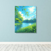 Vreedzame River Landschap Wall Art Canvas Afdruk (Insitu (Houten vloer))