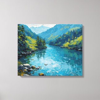 Vreedzame rivier Premium Wrapped Canvas Muurkunst