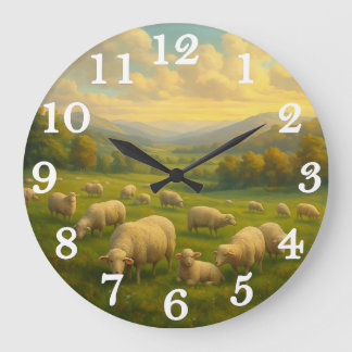 Vreedzame schapen in een pastorale weide grote klok