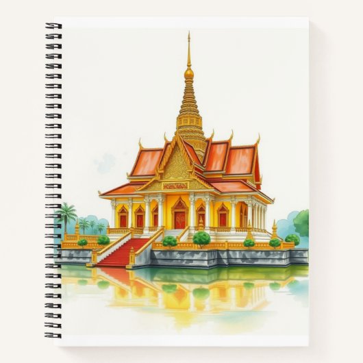 Vreedzame Siam-tempel met notitieboek (Voorkant)